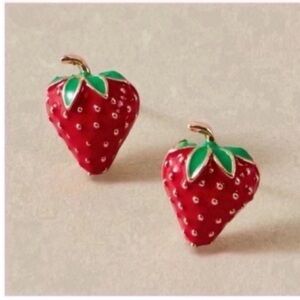 Anthropologie Red and Green Strawberry Earrings
